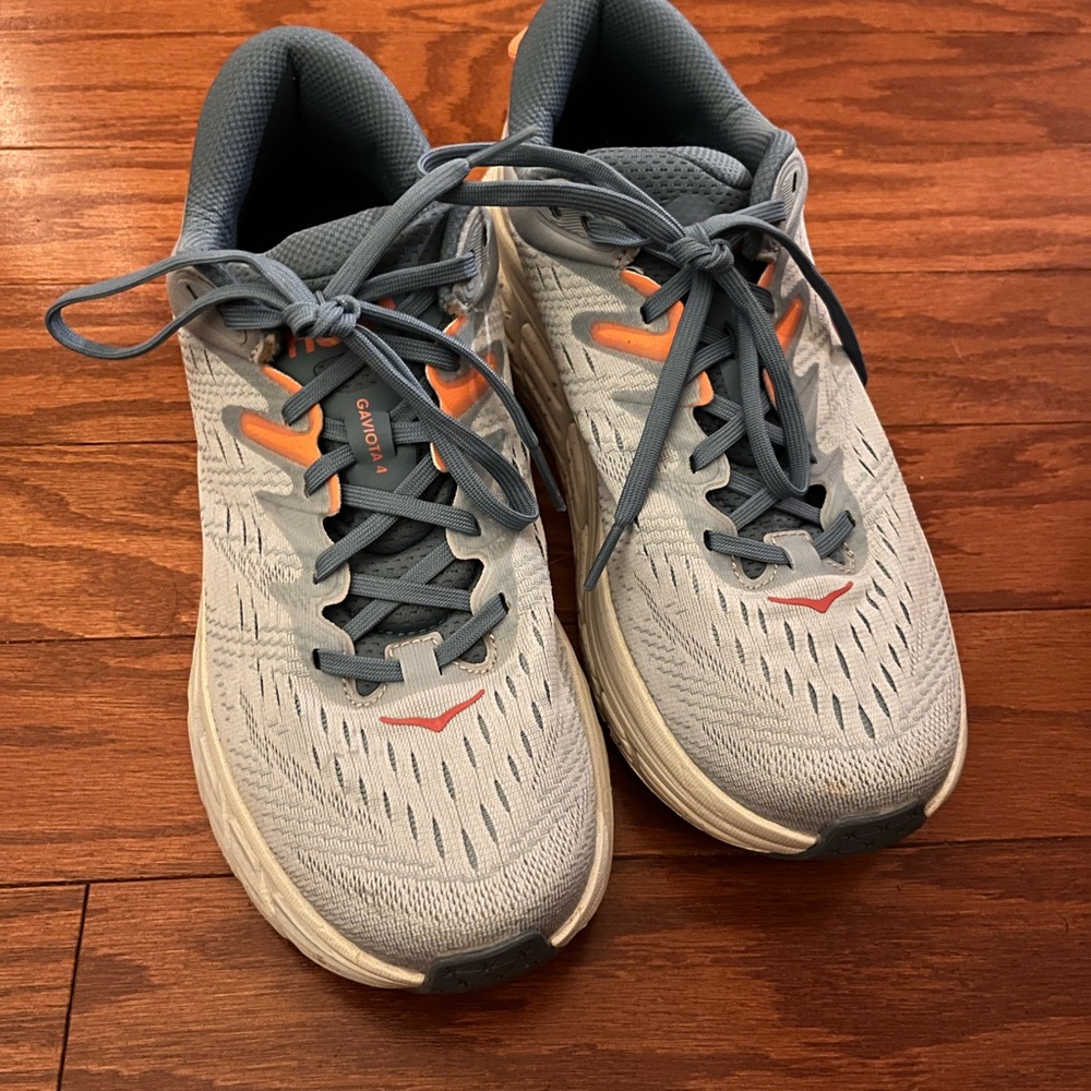 Hoka Blue and White Running Shoes